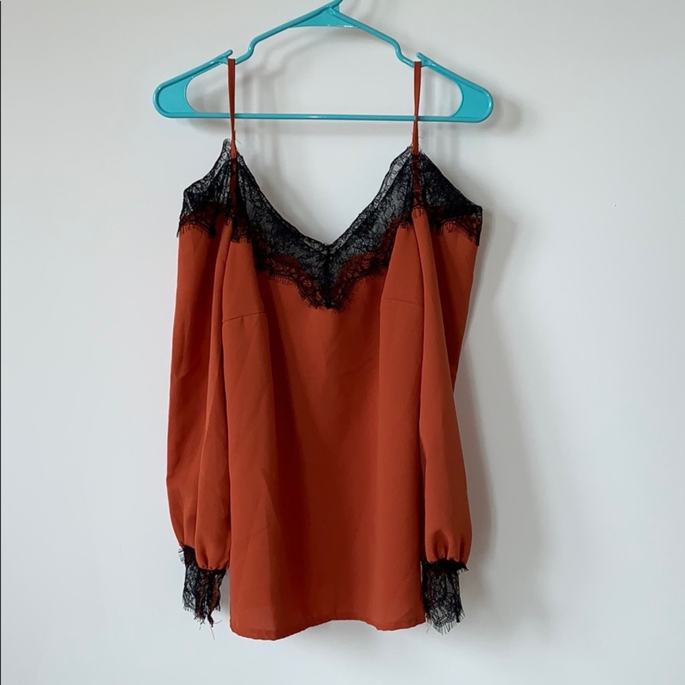 Orange & Black Blouse